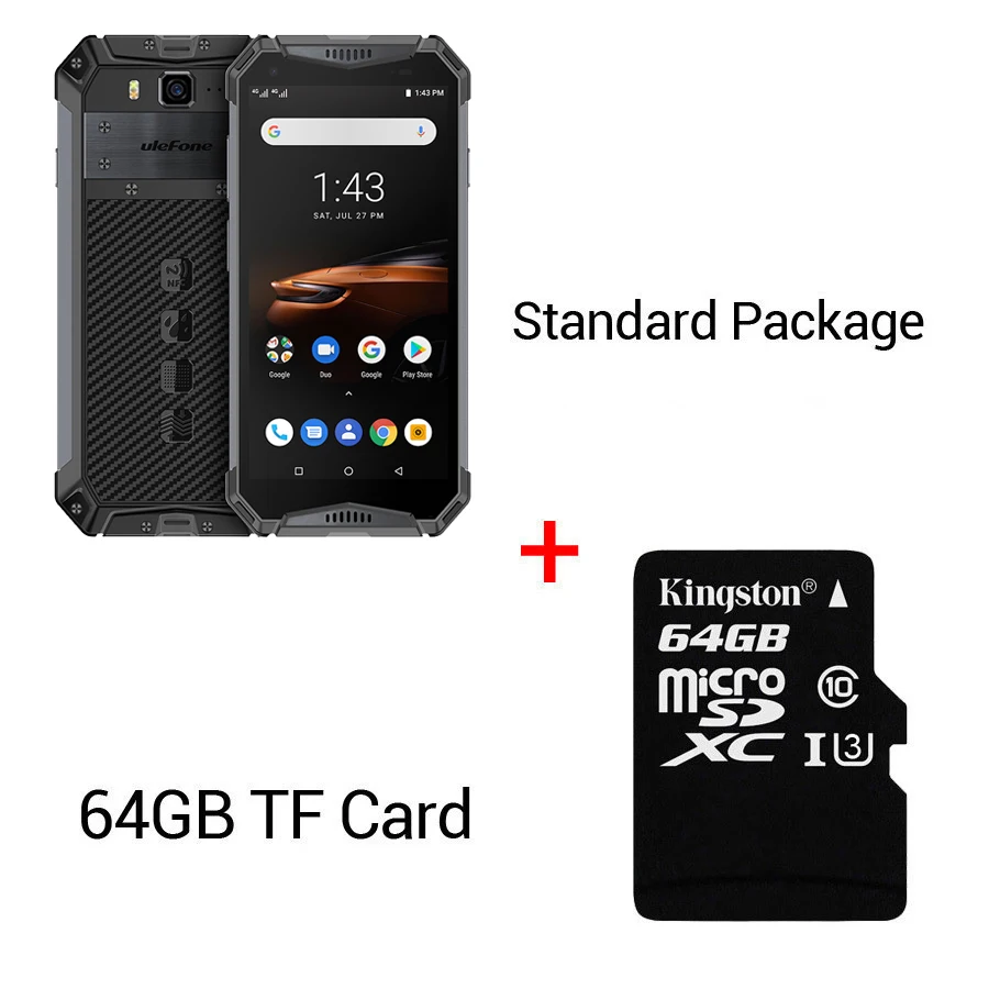 Black N 64GB Card Ulefone Armor 3W 5," FHD+ Android 9,0 Helio P70 Octa Core 6 ГБ 64 Гб Смартфон 21 МП 10300 мАч 4G OTG NFC мобильный телефон - Цвет: Black N 64GB Card