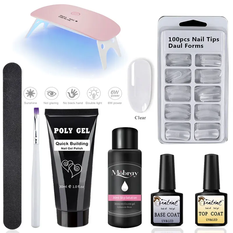 30 г поли гель ружье гвоздя набора акрил набор розовый белый прозрачный кристалл