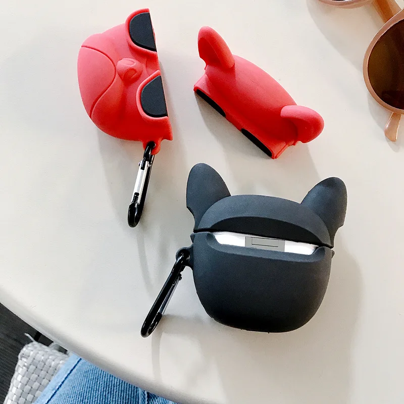 Чехол для наушников 3D Moai с изображением печенья бульдога Airpods Pro силиконовый