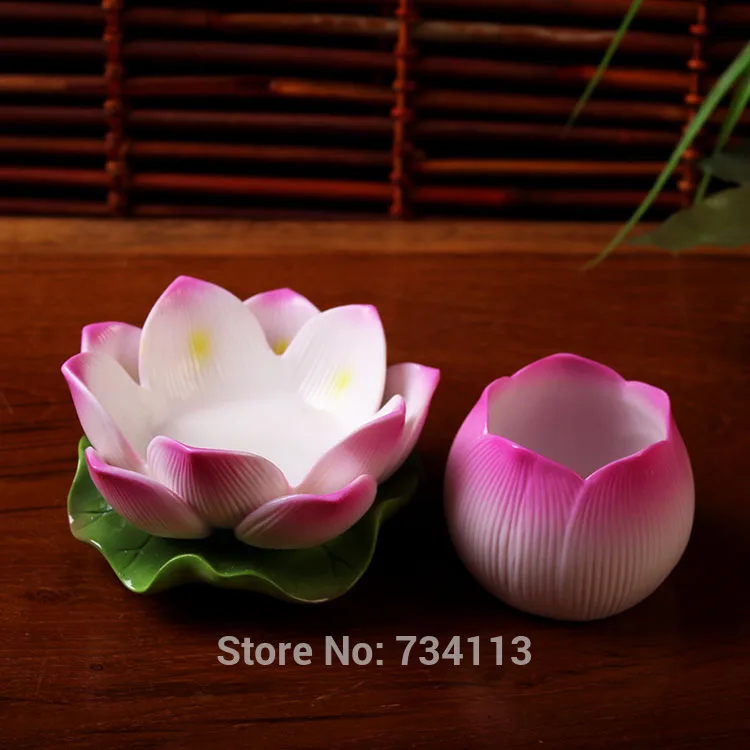 Лотосная лампа для Будды Керамическая скульптура Подсвечник Декоративное фарфоровое искусство и ремесло Китайская украшение удачи 1 шт. на.