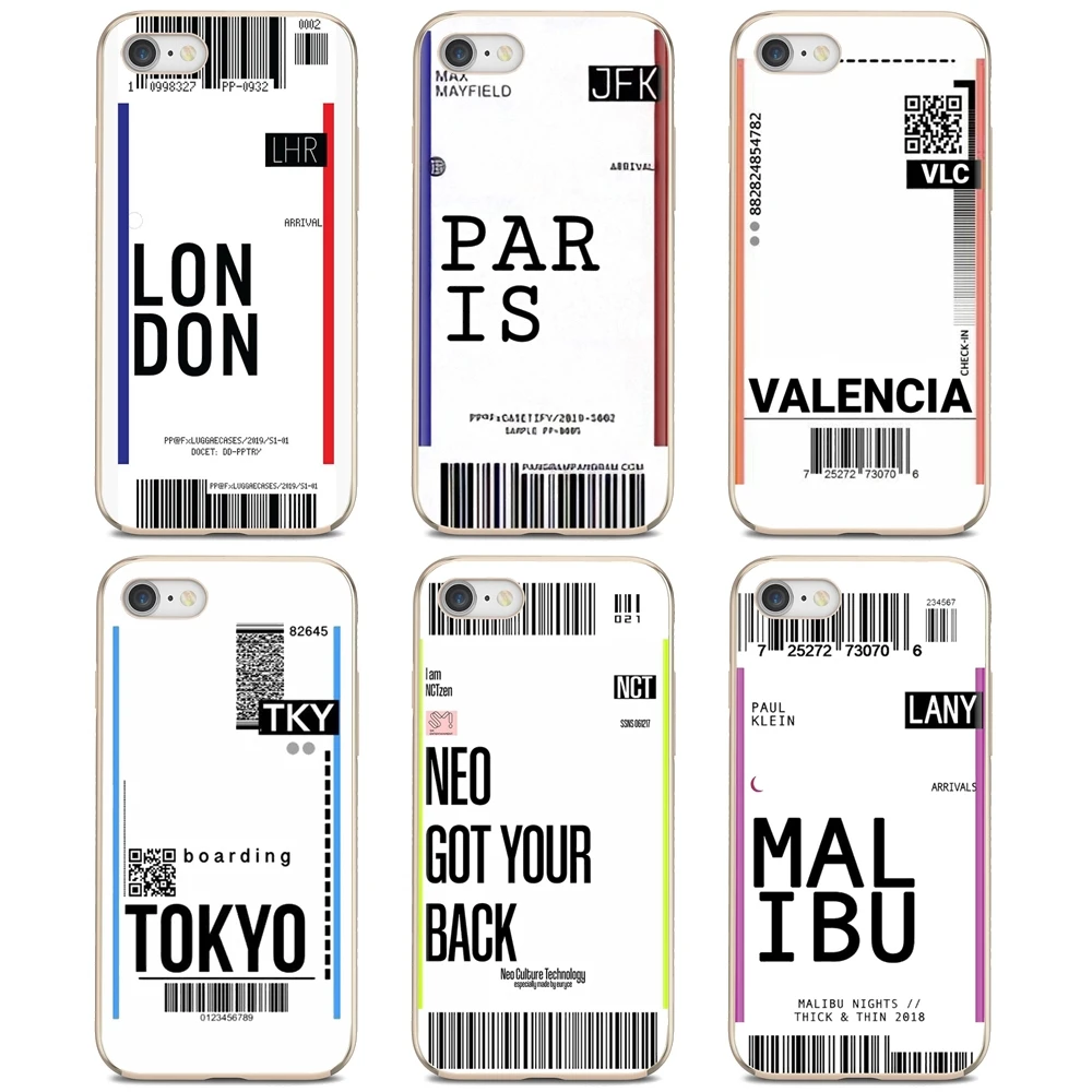 

travel New York Tokyo INS Ticket Label For iPod Touch iPhone 10 11 12 Pro 4S 5S SE 5C 6 6S 7 8 X XR XS Plus Max 2020 Soft Case