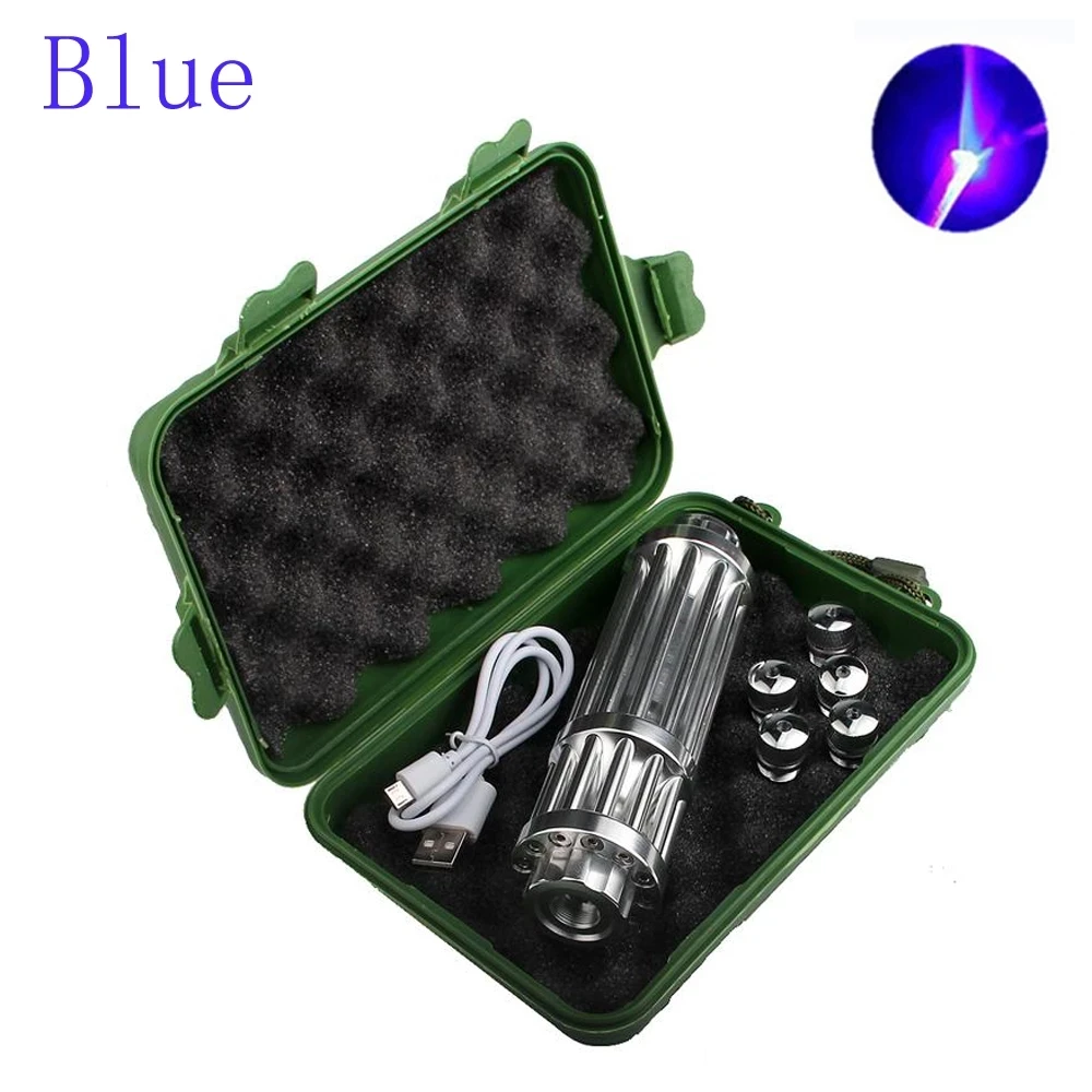 Военная синяя лазерная указка мощный USB аккумулятор встроенный лазерный фонарик