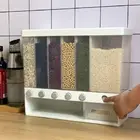 Настенный разделенный дозатор для риса и хлопьев, 6 влагостойких автоматических стеллажей, герметичная коробка для хранения продуктов, контейнер для хранения риса