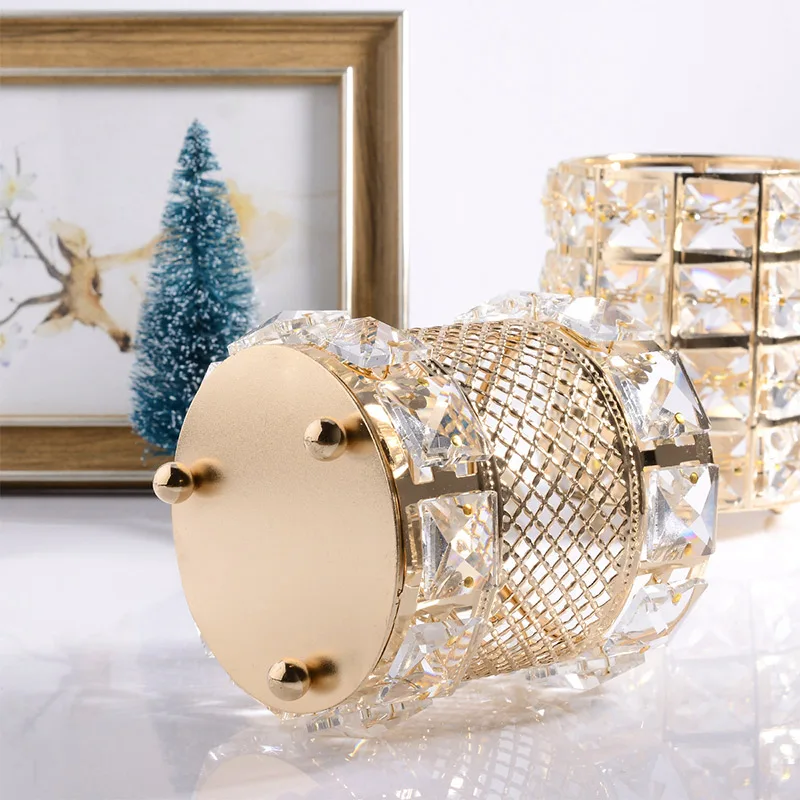 Makeup Brushes Holder Pot Organiser Golden Crystal Bling Cosmetic Brush Pen Pencil Candle Storage Box Container | Дом и сад