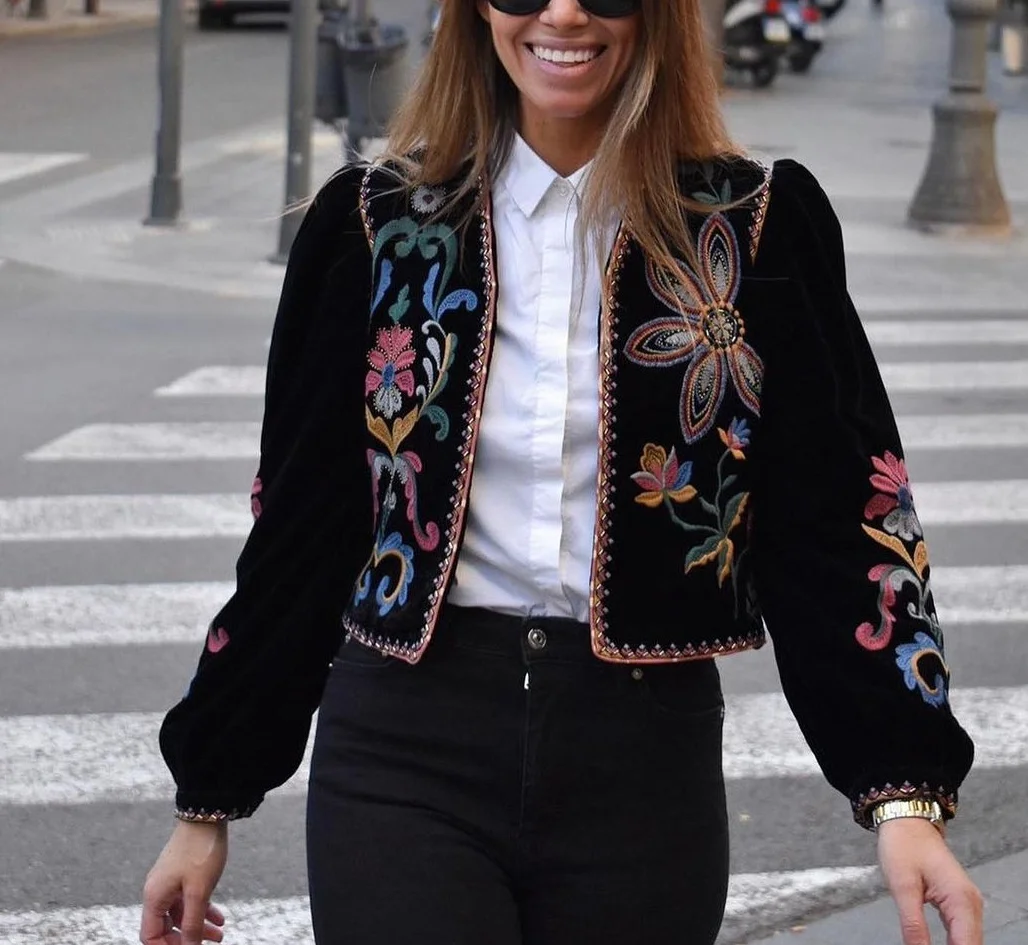 BBWM 2021 женский винтажный бархатный с вышивкой и длинным рукавом богемный без