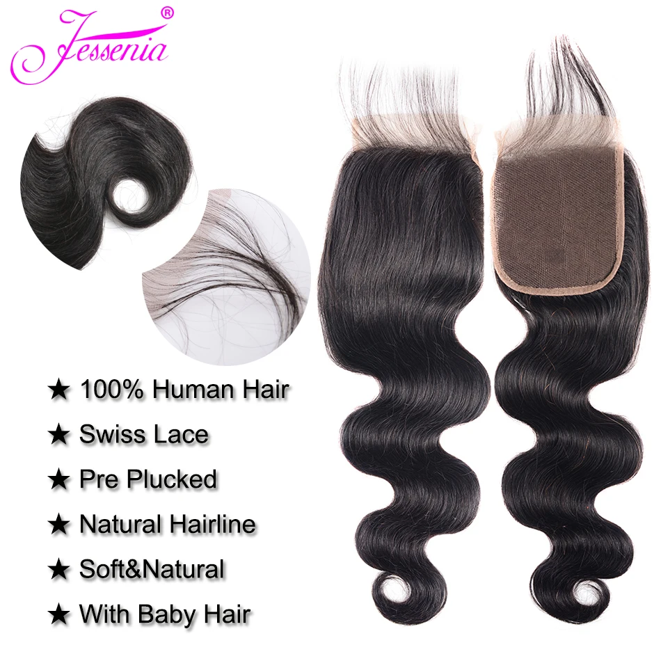 Перуанские пучки волос с закрытием перуанские объемные волнистые 3 пучка не Реми