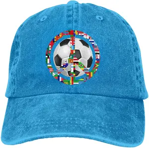 World Flag Football Peace Sports Denim Cap Adjustable Unisex Plain Baseball Cowboy Snapback Hat