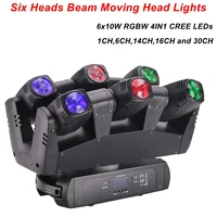 new disco lighting rgbw led 6 heads beam moving head led stage light for dj event wedding 6x10w cree led moving head light party
