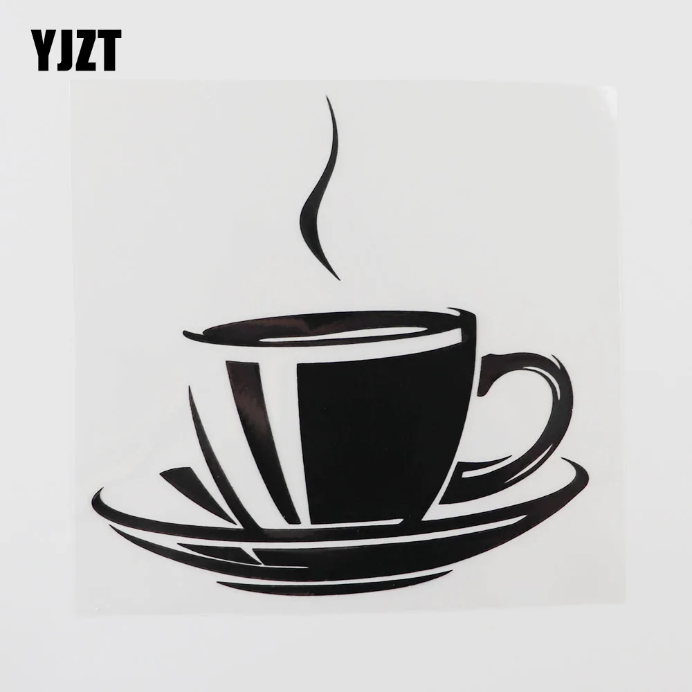 

YJZT 13,7 см × 13,7 см кофейная чашка Автомобильная наклейка Индивидуализация виниловая наклейка черный/серебристый 13E-0045