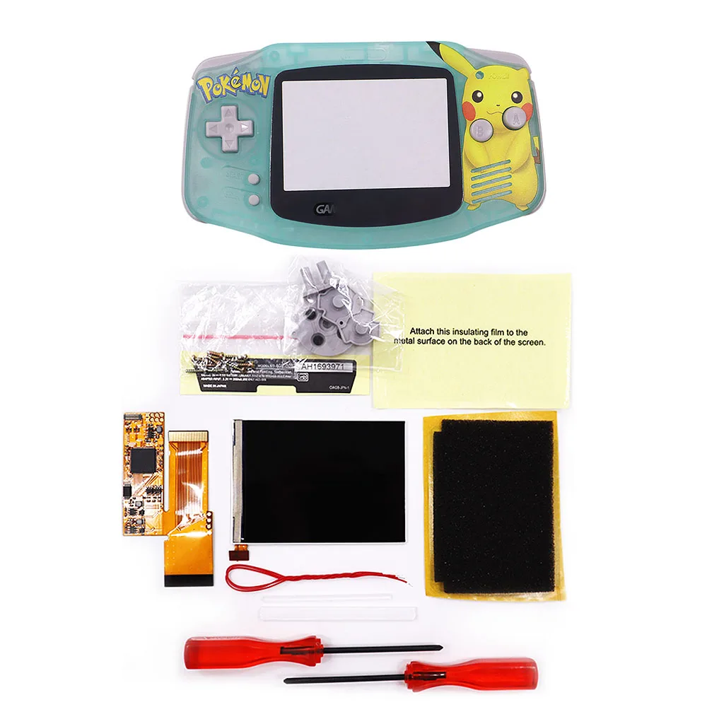 DIY IPS GBA LCD Display 10 Levels High Brightness Backlight for Nintend Gameboy Advance Console V2 version with pre-cut housing |