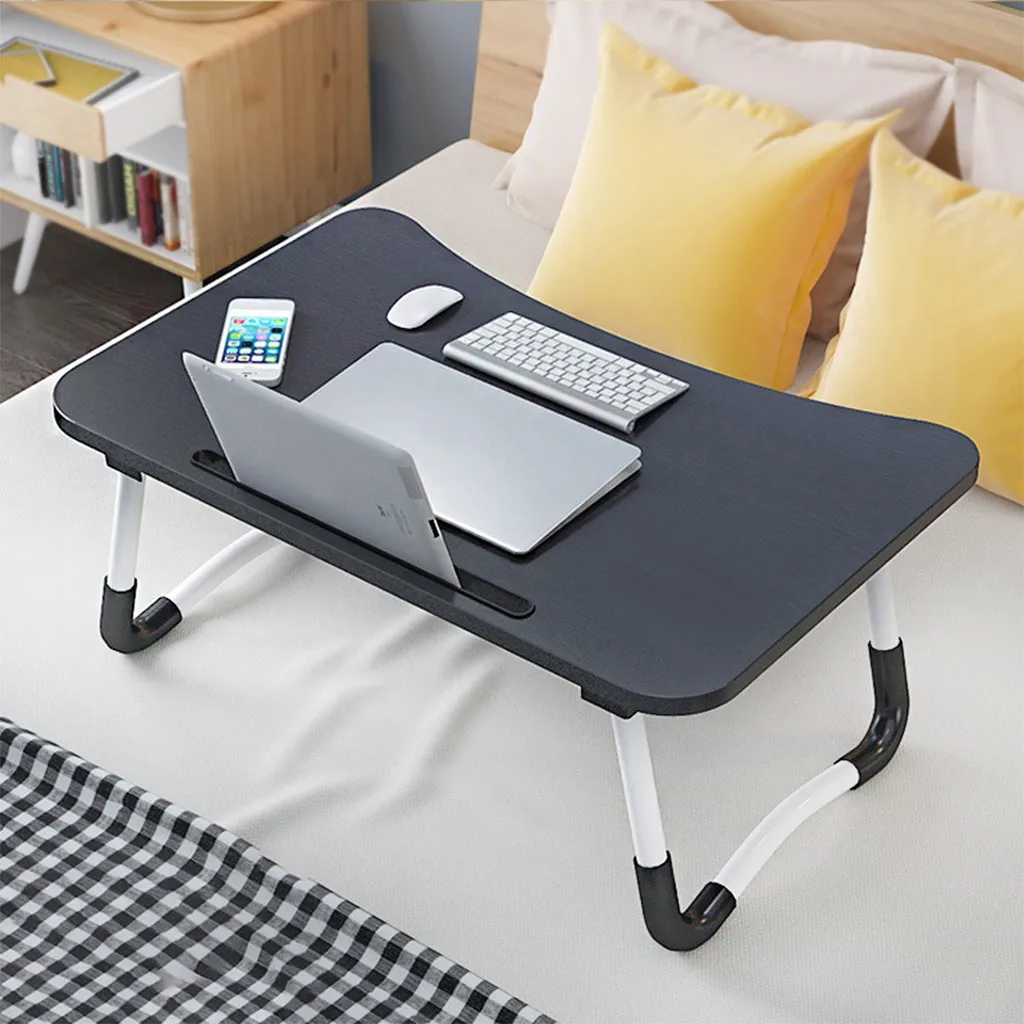 

[US Stock]Foldable Large Bed Tray with Card Slot Multifunction Lightweight Laptop Desk Portable Lazy Laptop Bedside Table