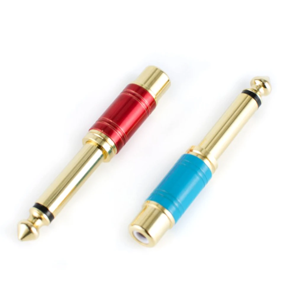 

2Pcs High Quality Gold Plating RCA Female To 6.35mm Male Mono Plug To RCA Adapter Jack Audio Connectors