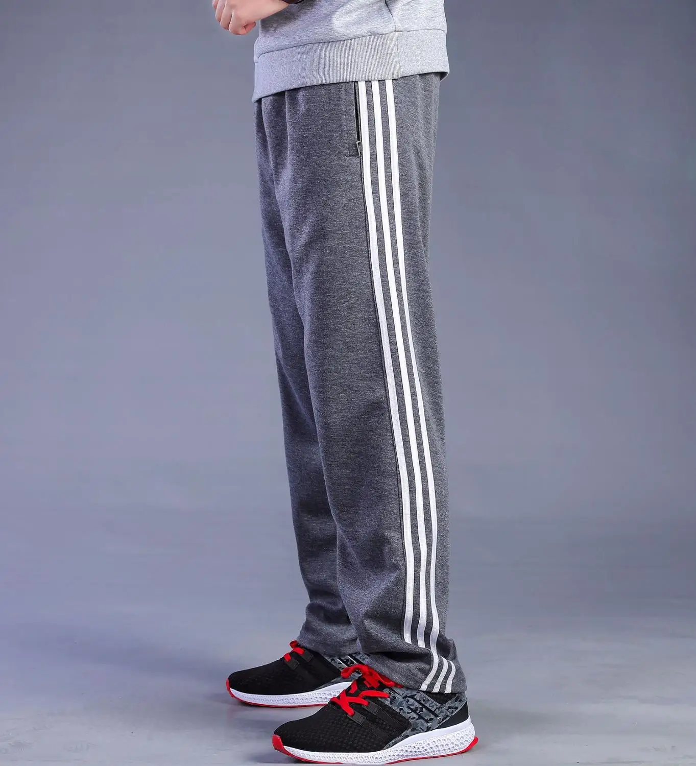white striped gray Мужские повседневные спортивные штаны, свободная версия, брюки для фитнеса, бега, летние тренировочные штаны, спортивные штаны - Цвет: white striped gray