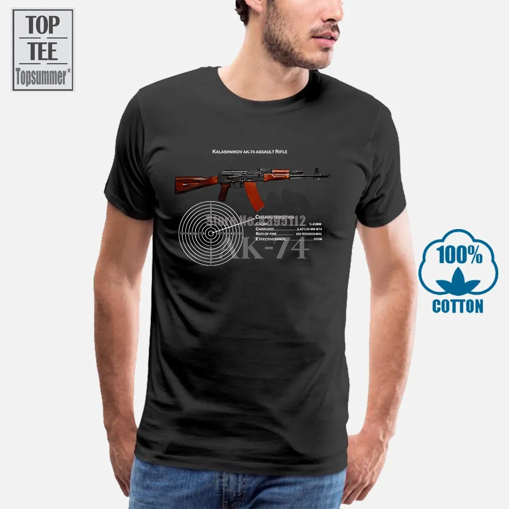 

2019 New Brand Cheap Sale 100 % Cotton New Mens Black Military Russian T-Shirt Ak-47 Ak-74 Kalashnikov Assault Nwt Graphic