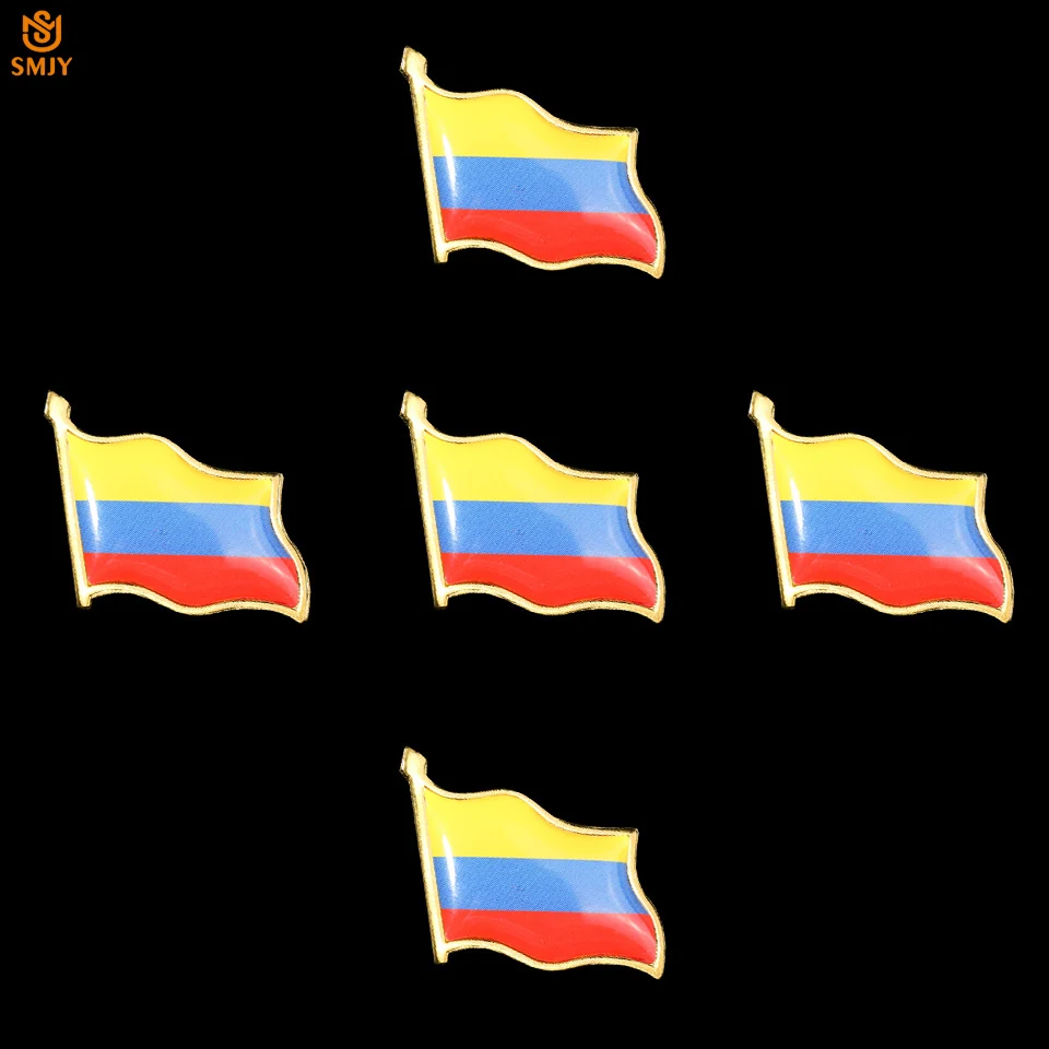 

5PCS Colombian Enamel Flag Pin Cowboy Shirt/Suit Butterfly Buckle Collectible Lapel Pins Brooch Badge Patriot Jewelry
