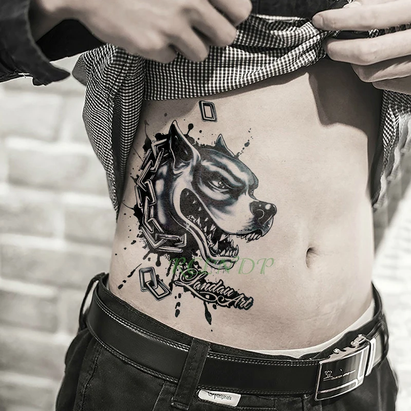 Водостойкая Временная тату наклейка собака волк голова искусственная флэш