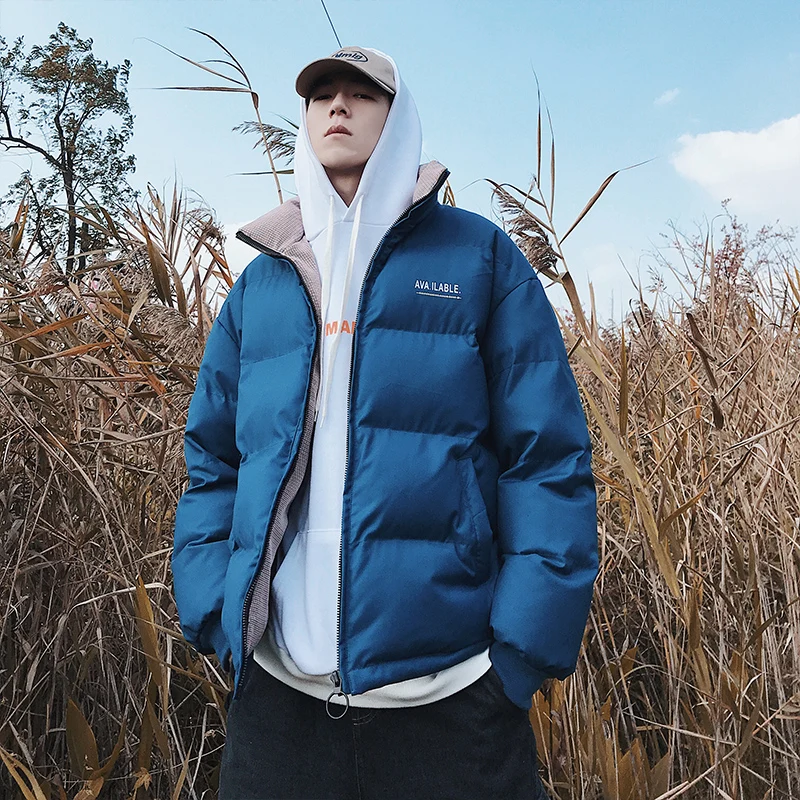 

2019 New Stand Collar Men Winter Jackets And Coat Streetwear Fashion Printed Harajuku Thick Parkas LBZ161