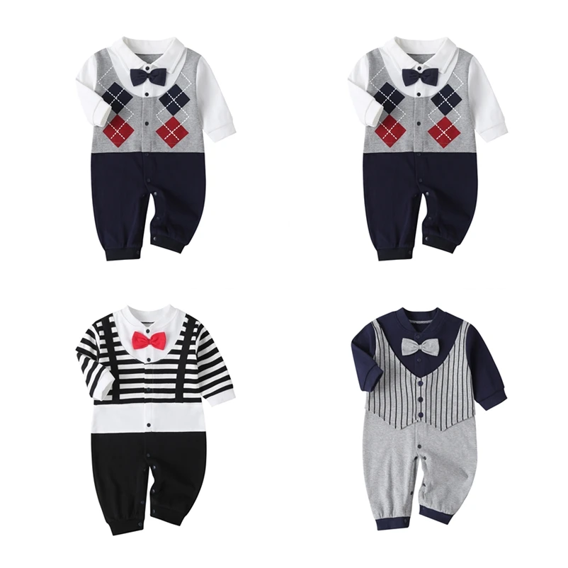 Осенний комбинезон для новорожденных мальчиков 0-12 месяцев весна 2020 стильная