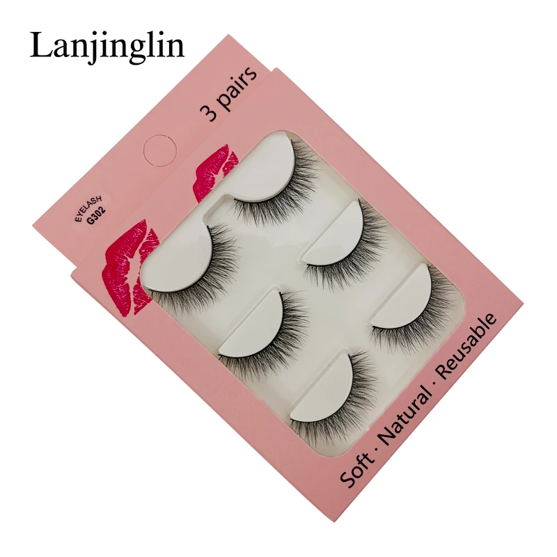 LANJINGLIN 10 коробок оптовая продажа натуральные длинные накладные ресницы 3 пары