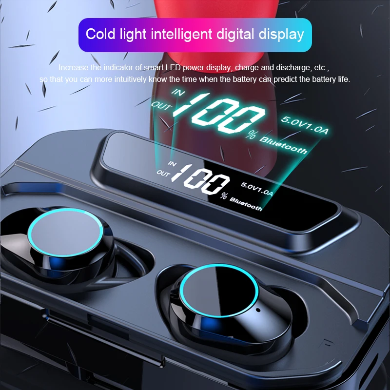 9D стерео G02 TWS 5,0 Bluetooth наушники беспроводные наушники IPX7 водонепроницаемые наушники 3300 мАч светодиодный умный внешний аккумулятор держатель для телефона