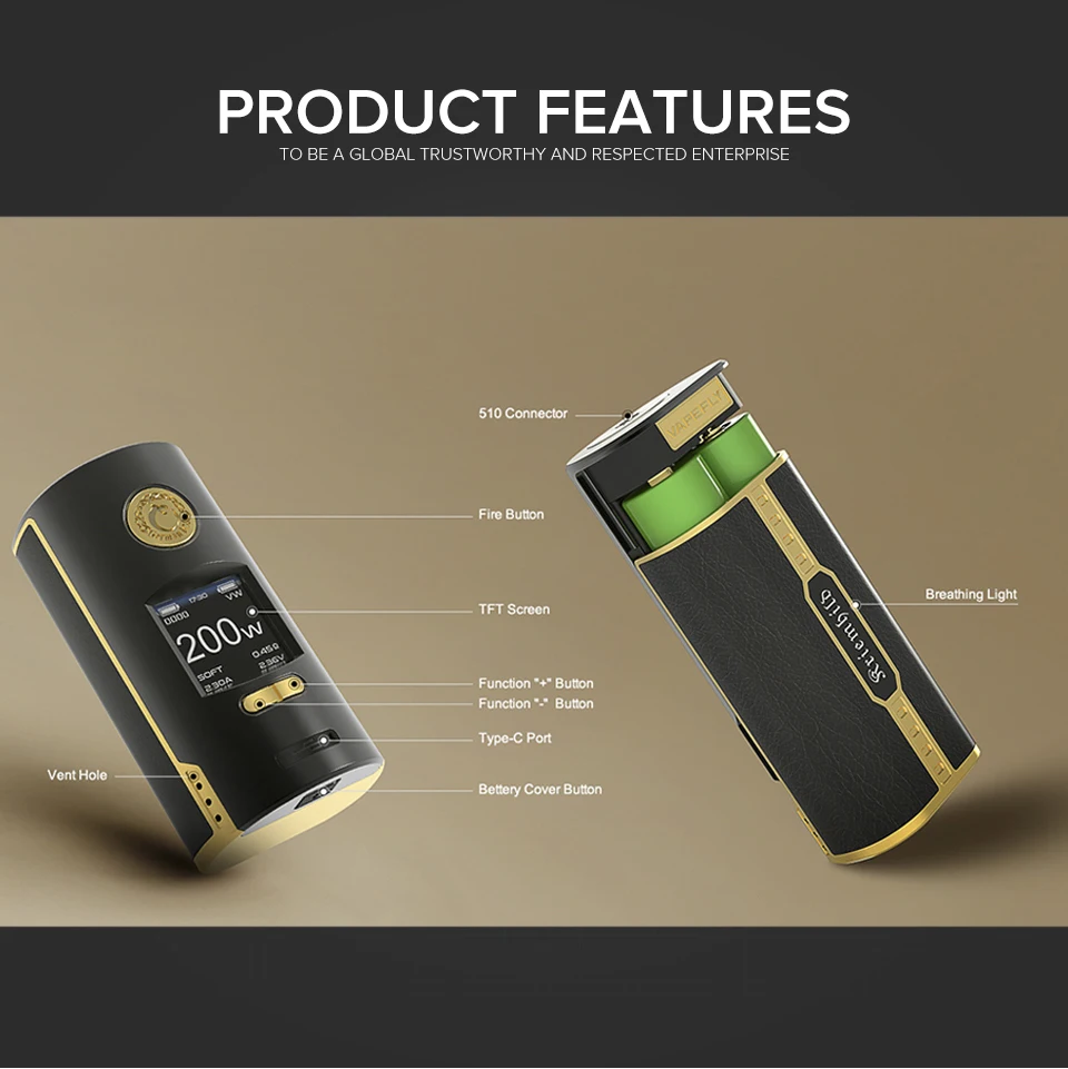 Оригинальный Vapefly Kriemhild 200 Вт комплект с 5 мл Sub Ом бак двойной 18650/20700/21700 батареи