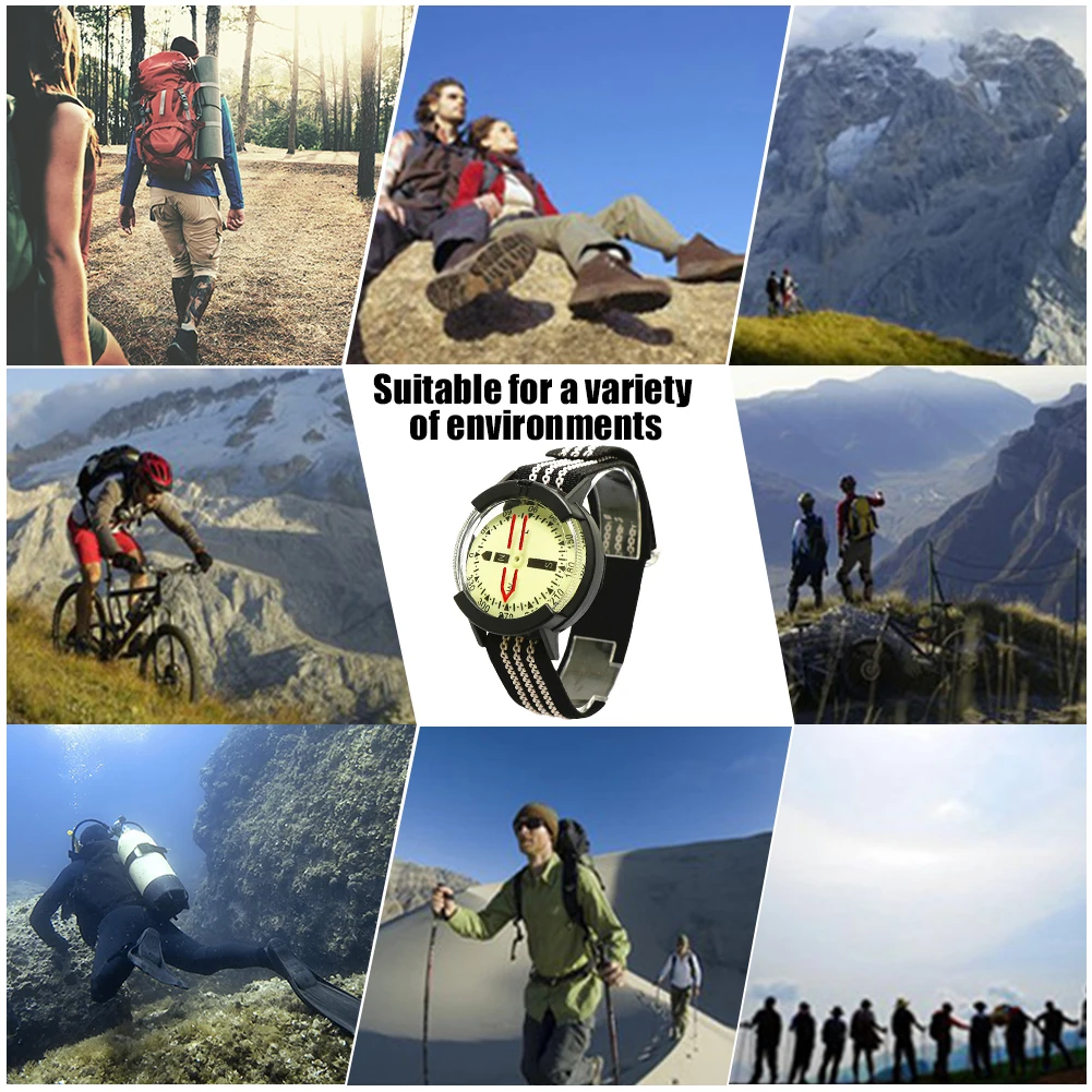 

Outdoor Compass 50m Waterproof Underwater Diving Caving Camping Hiking Luminous Wristwatches Compass