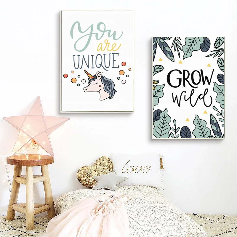 

Colorful Cute Children's Room Home Decoration Cartoon Phrase Canvas Painting Posters And Prints Wall Art Picture For Kids Room