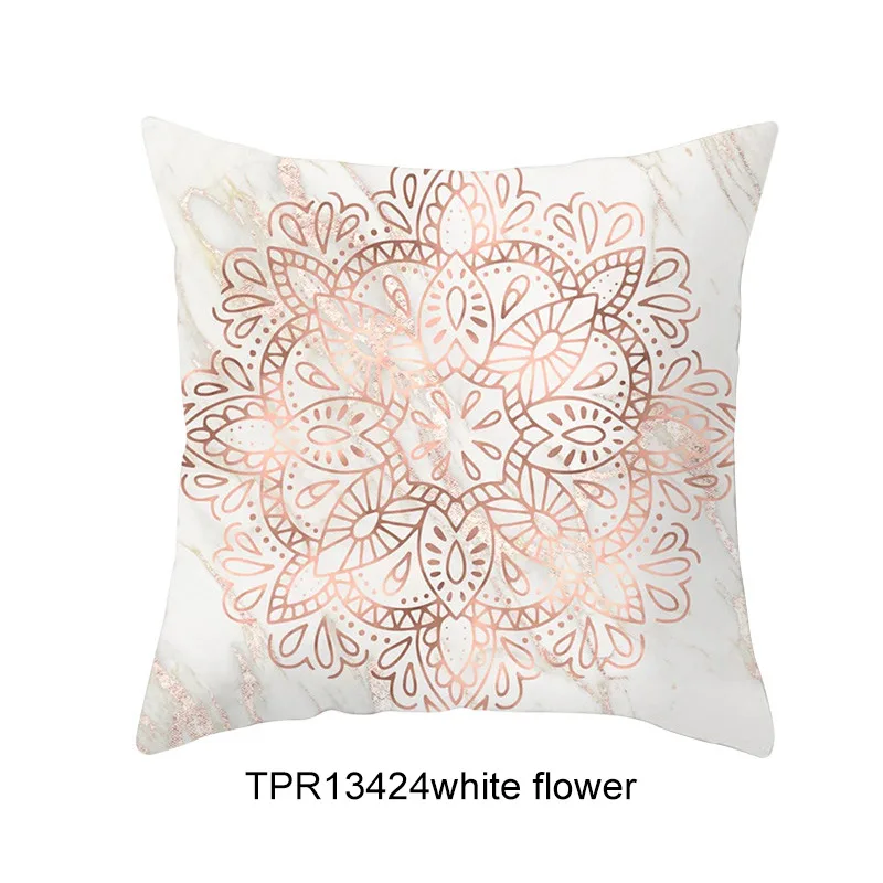 TPR13424white flower Простой геометрический стиль декоративные наволочки кожа домашний текстильная подушка чехол кровать бросок Декоративные 45x45 см - Цвет: TPR13424white flower