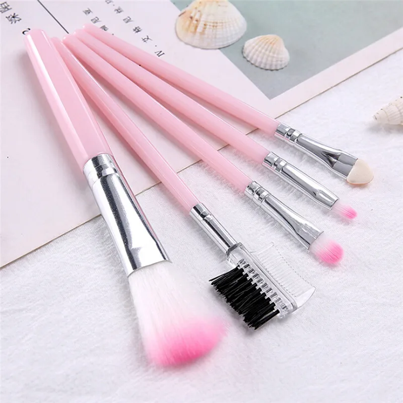 

Hot Professional 5pcs Makeup Brushes Set Beauty Foundation Power Blush Eye Shadow Brow Lash Fan Lip Face Make Up Brushes