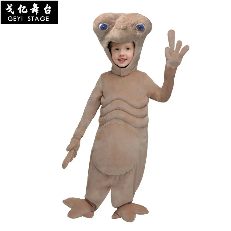 

New Arrival High Quality Baby Boys Girls Green Alien ET Cosplay Costumes for Halloween Party Anime Space Aliens Cos Jumpsuits