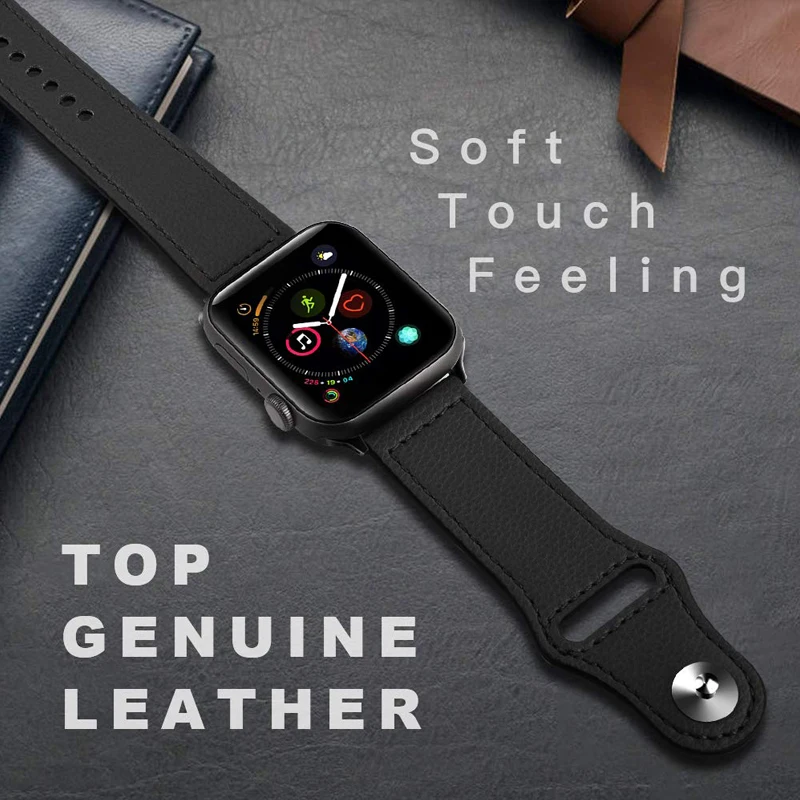 Кожаный ремешок для часов Apple Watch Series 5 4 3 2 1 браслета iwatch 44 мм 40 38 42
