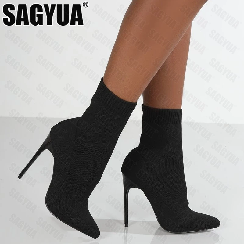 

Женские трикотажные сапоги, на высоком каблуке, повседневные, для осени и зимы, 2021