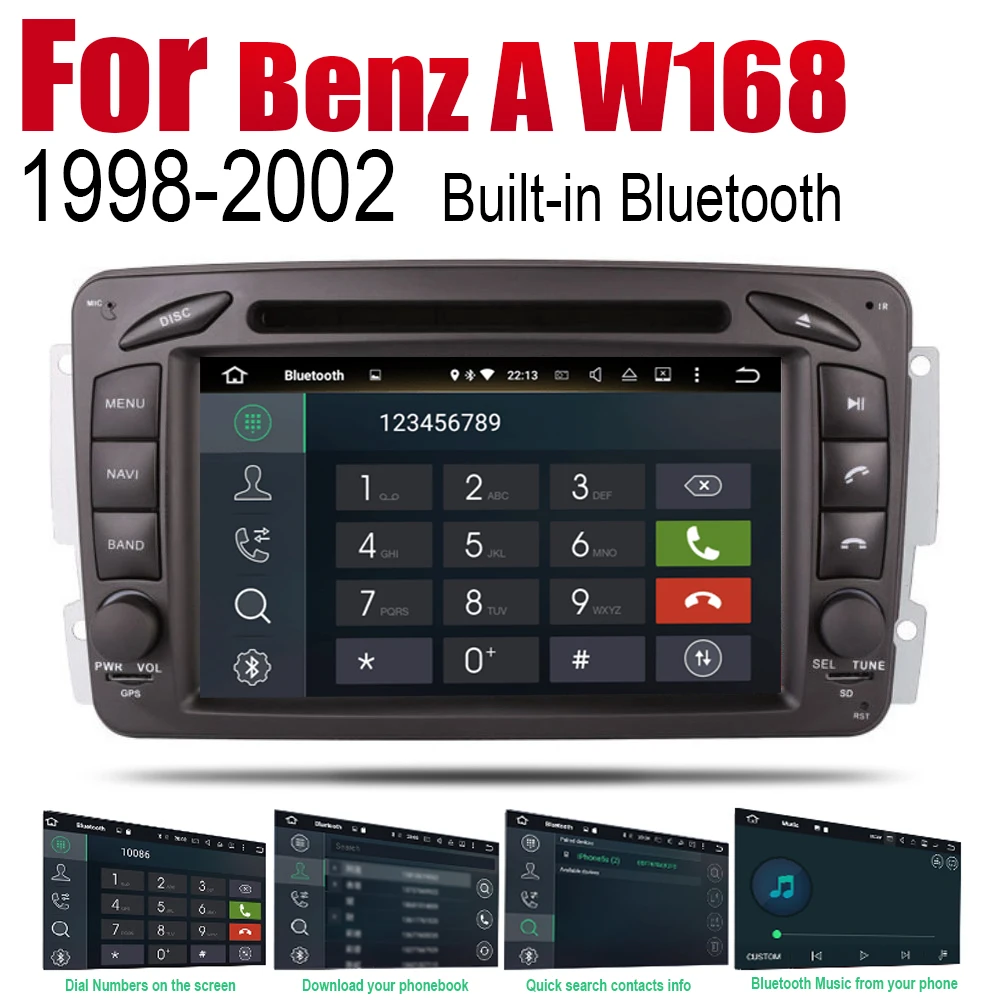 Авторадио 2 Din Автомобильный dvd плеер на основе Android для Mercedes Benz A W168 1998 ~ 2002 NTG GPS