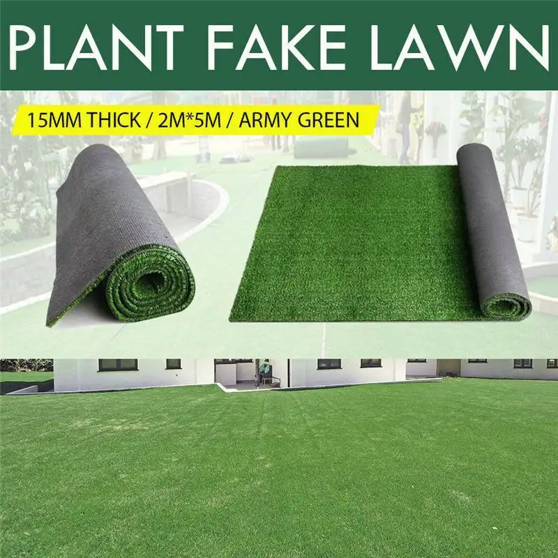 

2x5M Artificial Synthetic Fake Grass Turf Plastic Green Plant Lawn Garden Decor