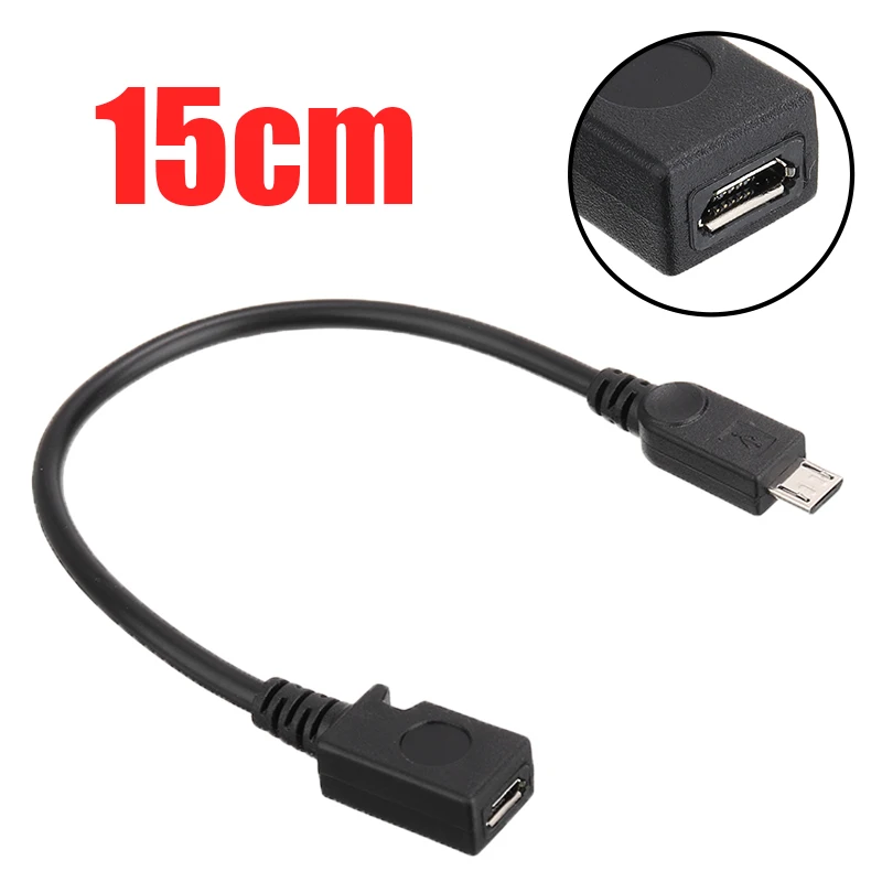 Mayitr 15 см Micro USB 2 0 Тип B штекер-гнездо M/F УДЛИНИТЕЛЬ зарядный черный кабель для