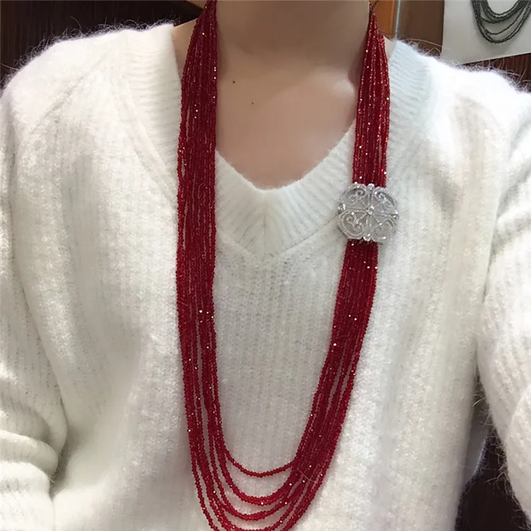 

Women's fashion zircon accessories clasp DIY accessory red glass crystal necklace welcome custom colors fashion jewelry