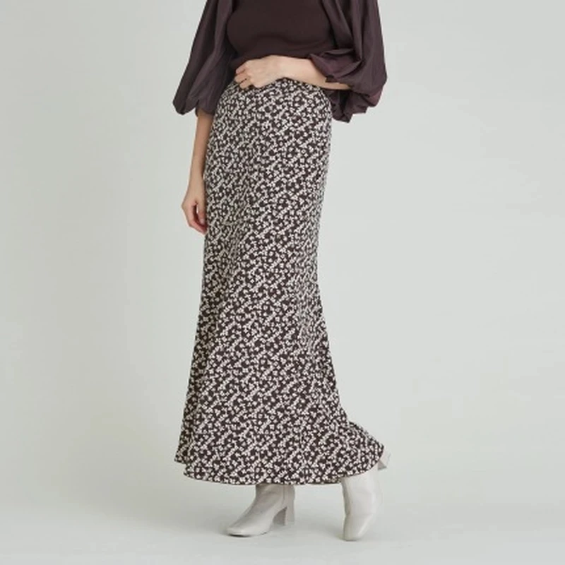 

2021 Spring Summer Elegant Trumpet Skirts Korean Chic Print High Waist Woman Skirt Fashion Vintage New Simple Loose Jupe