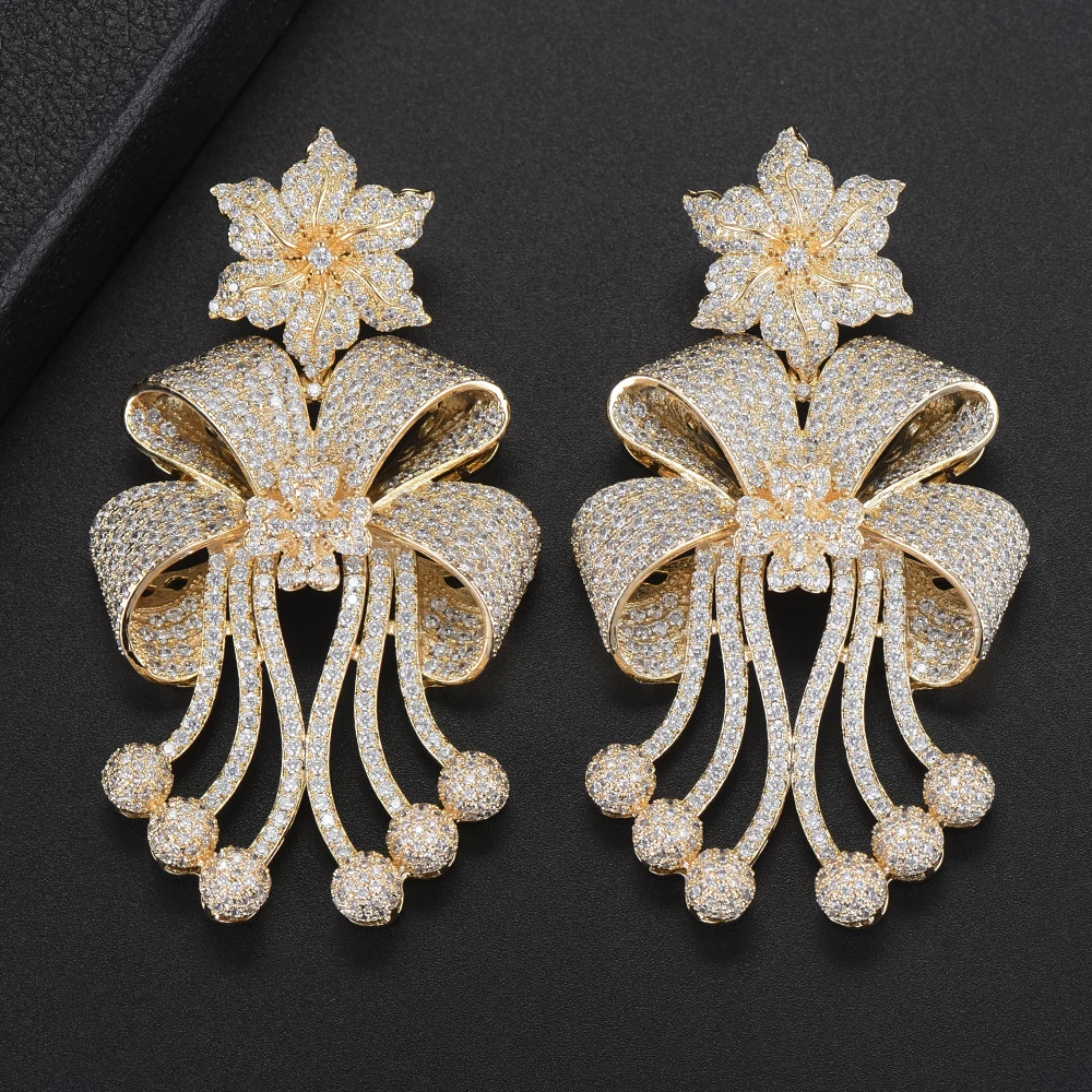 

Kellybola New Arrical Butterfly Tassel Earrings For Nigerian Bridal Zirconia Inlaid Dangle Drop Earrings Statement Jewelry