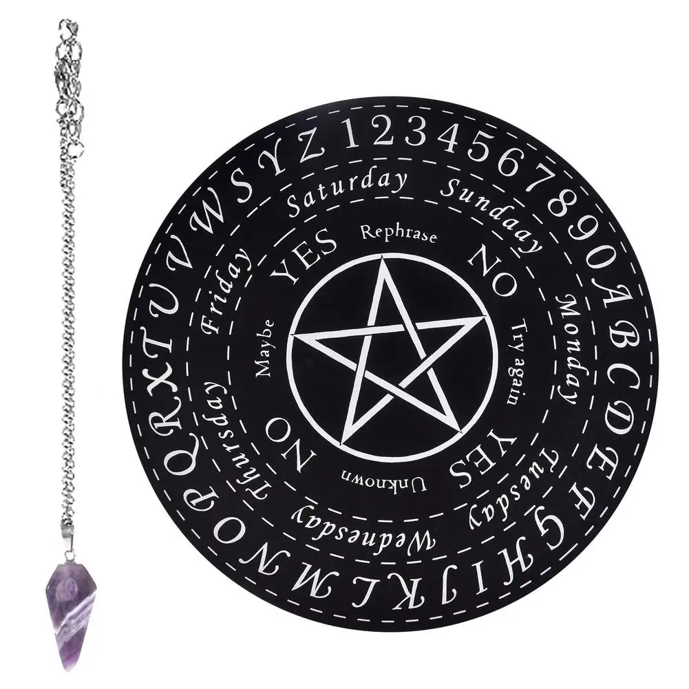 

Wooden Divination Board Fit Witchcraft Beginner The Diameter Is 25 Cm Black And White Seven-star Array Carving Board Altar De