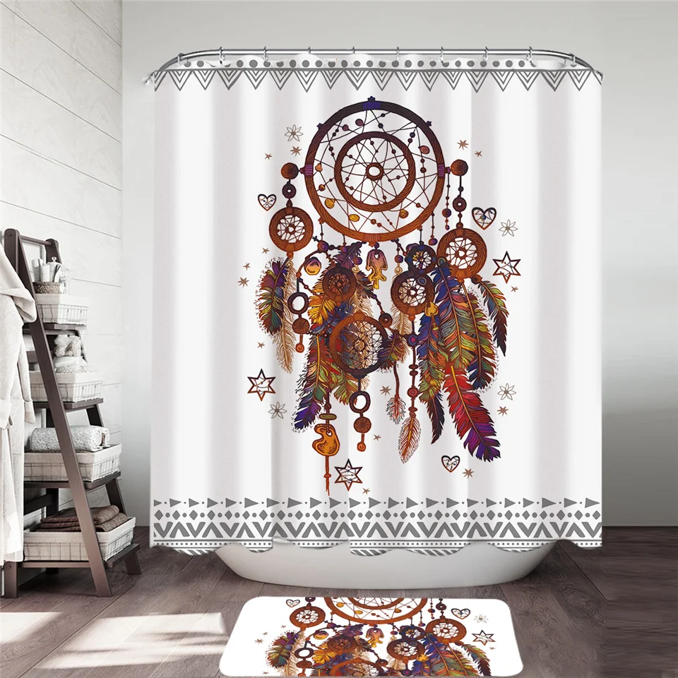 9 Постельное белье Outlet Dreamcatcher занавеска для душа и коврик для ванной набор Белоголовый Орел Синий водонепроницаемый занавеска для ванной комнаты Boho Ванна Декор 2 шт - Цвет: 9
