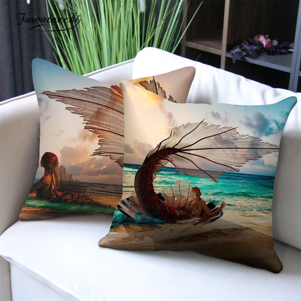 Fuwatacchi Чехлы океан наволочка с животными дома и машины декор для дивана кровати