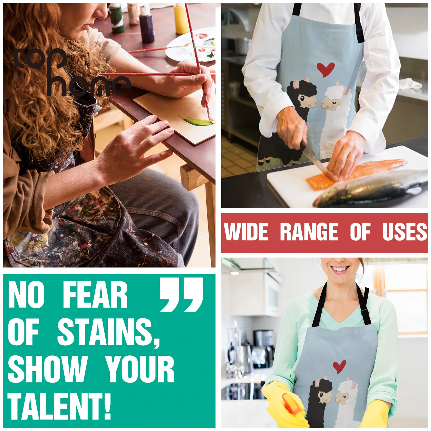 Tophome Кухонный Фартук с милым мультяшным принтом из альпаки без рукавов фартуки