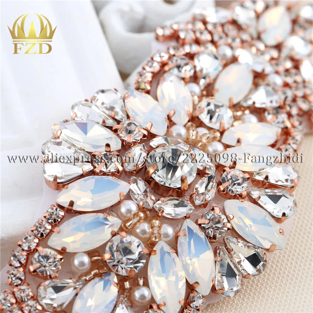 FZD 1 штука ручной работы горячей фиксации розовое золото стразы аппликация