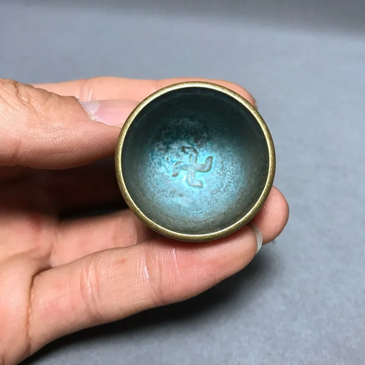 

LAOJUNLU Imitation Antique Copper Cups Buddhist 10000 Characters Small Glass Ornaments