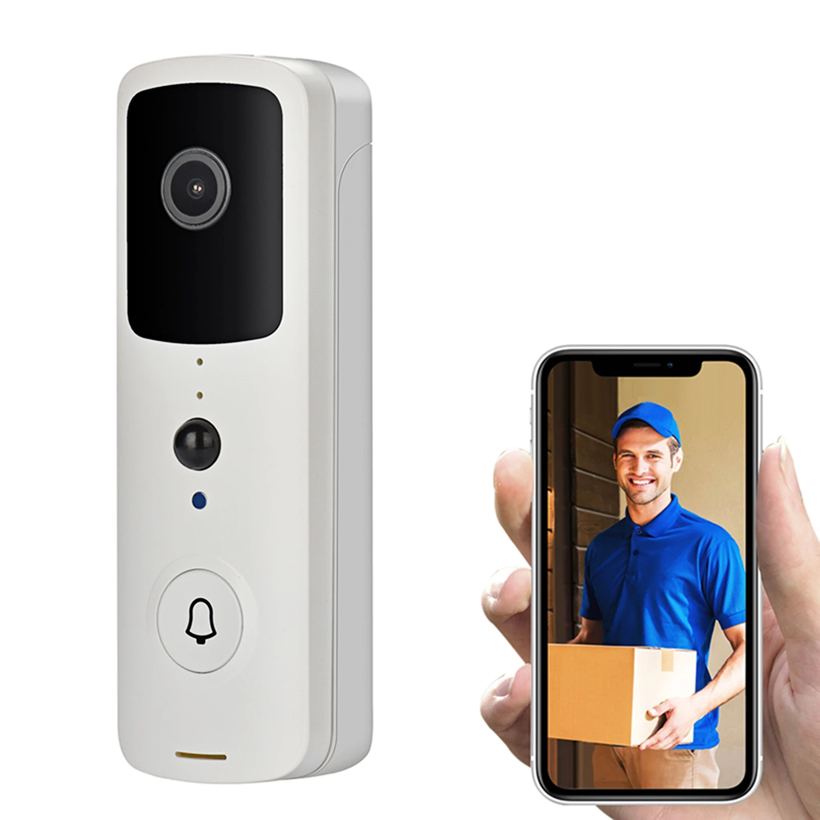 

Wireless Video Doorbell Battery Operated 720P Visual Real-time Intercom Wi-Fi Video Bell PIR Detection Night Vision 2-Way Talk