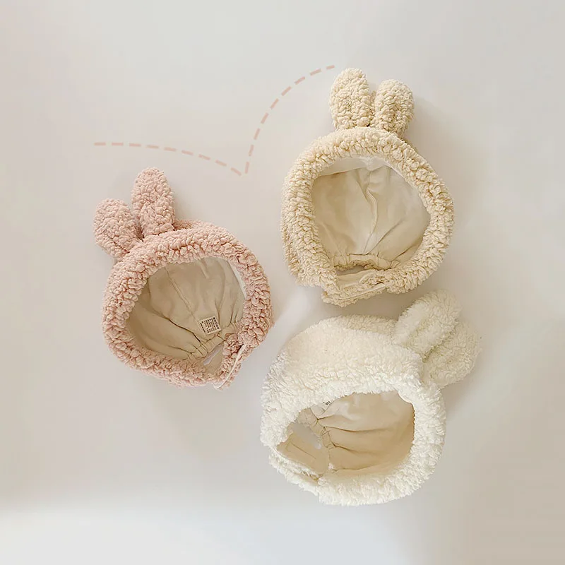 Меховая шапка теплая детская зимняя с ушками медведя кролика для мальчиков и