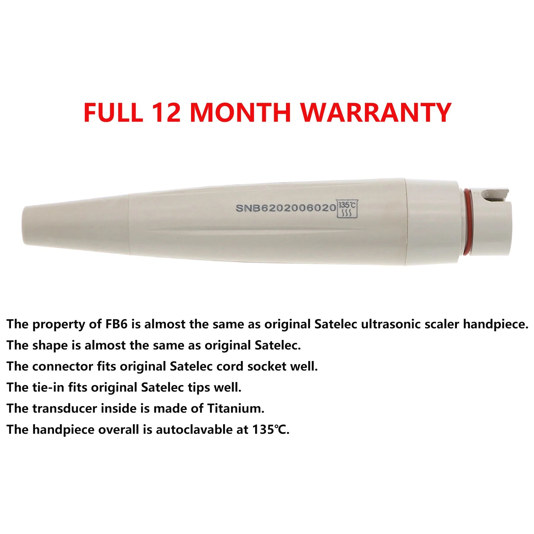 

Baiyu Dental Ultrasonic Scaler Handpiece FB6 fit Satelec ACTEON Suprasson P5