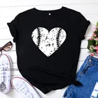 Женская футболка с коротким рукавом, розовая мягкая Винтажная Футболка с принтом бейсбольных сердец, лето 2019