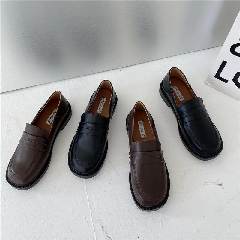 

Женская обувь, Осенние лоферы с мехом и круглым носком, повседневные женские кроссовки на плоской подошве, осенне-зимняя удобная обувь без ш...