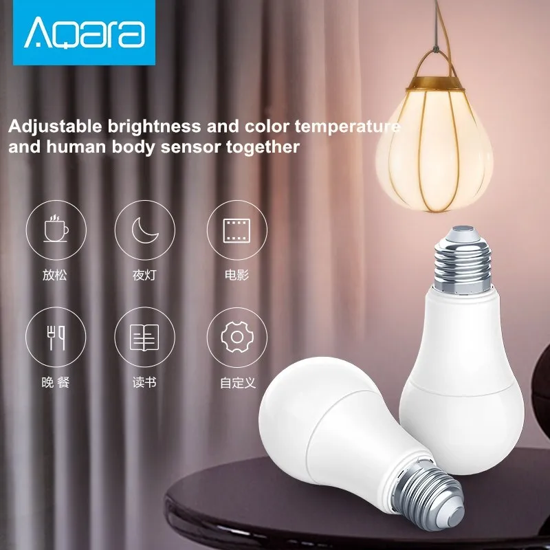 Умный светодиодный светильник Aqara 9 Вт E27 Zigbee с беспроводным подключением умное